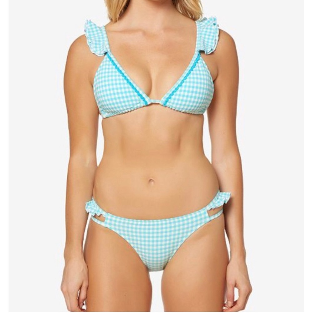 Jessica Simpson ruffle gingham print bikini Size S
